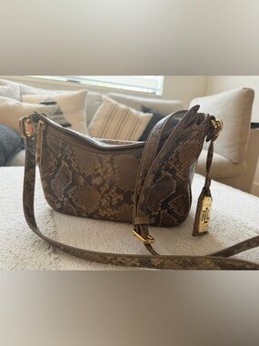 Brown Snake-Print adjustable Crossbody or Shoulder Bag